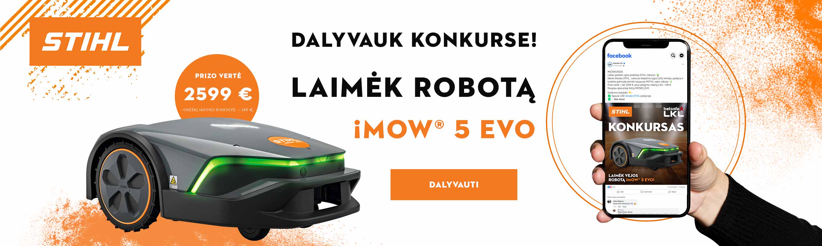 Dalyvauk konkurse ir laimėk iMOW® EVO 5 vejos robotą